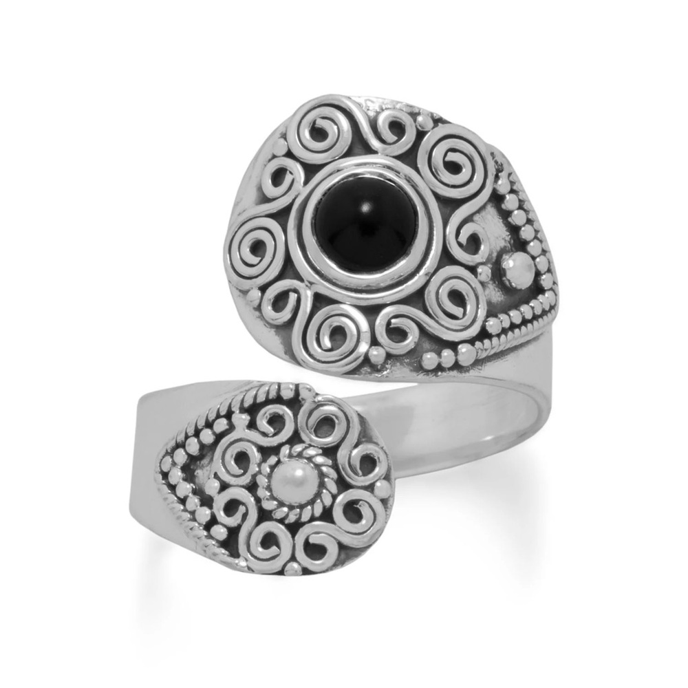 NWT Oxidized Black Onyx Wrap Ring - 925 Sterling Silver